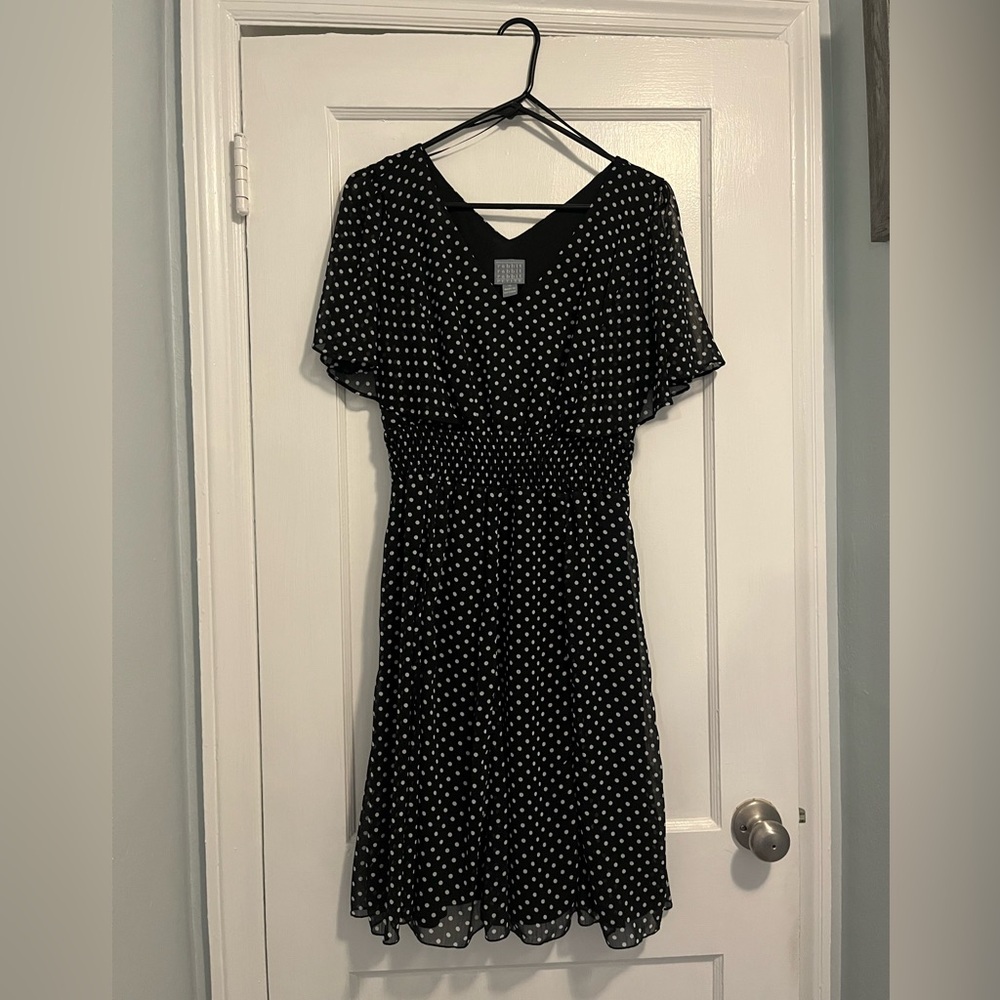 Elegant Black and White Polka Dot Dress